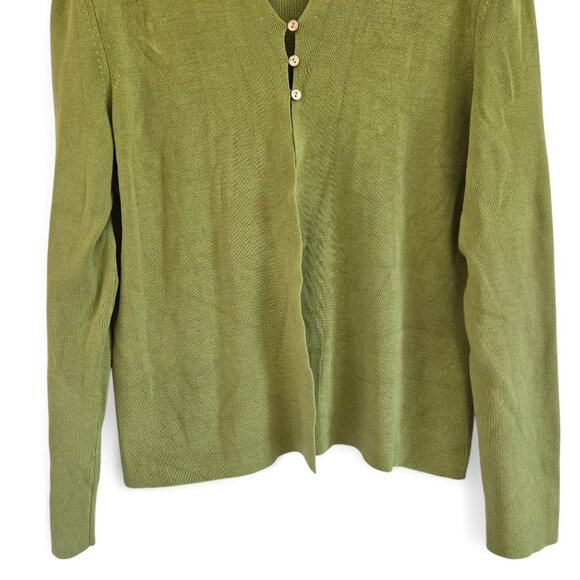 Pursuits Ltd. Vintage XL Green Silk/Nylon Blend V-Neck Cardigan Sweater Buttons - Picture 4 of 10